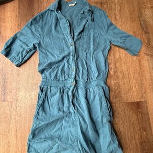 Faherty Arlie Day Blue Button-Up Women's Romper Size Small